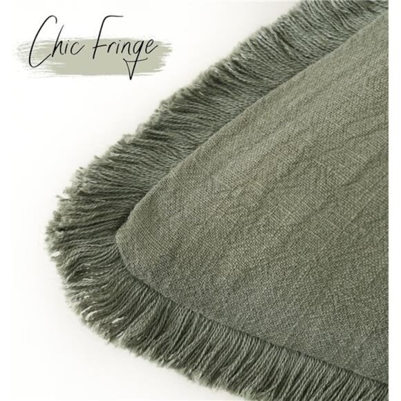 Set of 2 Decorative Linen Fringe Throw Pillow Covers Cozy Boho - Picture 3 of 7